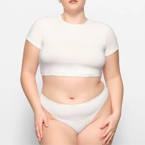 SKIMS COTTON LOGO SUPER CROPPED T-SHIRT 2X NWT COLOR MARBLE